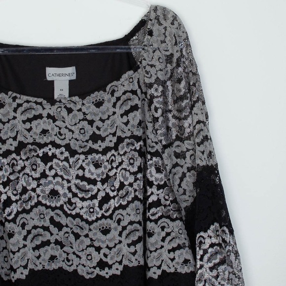 Catherines Womens Floral Lace Overlay Tunic Top Size 4X Whimsigoth Dark Romantic - Picture 2 of 9